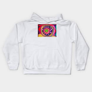 Unique Bright Colourful Viking Shield with Swirling Background Kids Hoodie